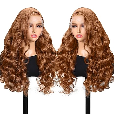 16inch Light Brown Lace 13X4  Front Human Hair Lace Ginger Body Wave 180% Density Copper Brown Wig Pre Plucked with Baby Hair for Women