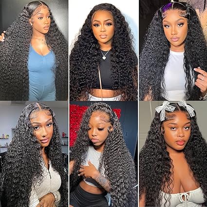 26 Inch Water Wave 13x4 Hd Lace Front Wigs Human Hair 180 Density Pre Plucked Wet And Wavy Frontal Wig Human Hair Bouncy Soft Deep Curl Glueless Tangle Free Natural Hairline