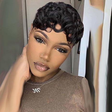 Frontal Pixie cut Human Hair Glueless Wig