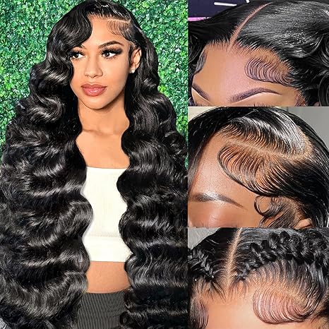 13x6 Body Wave Lace Front Wigs 26 Inch Human Hair Pre Plucked HD Transparent Lace Frontal Wigs Human Hair 180% Density Glueless Human Wigs with Baby Hair for Women
