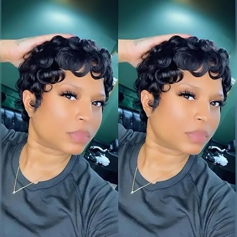 Frontal Pixie cut Human Hair Glueless Wig