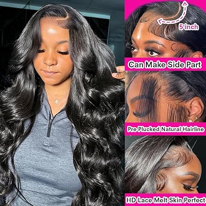 26 Inch 5x5 HD Lace Closure Wigs Human Hair Body Wave Lace Front Wigs Human Hair Pre Plucked 180% Density Glueless Wigs Human Hair Wig Closure Wig for Women