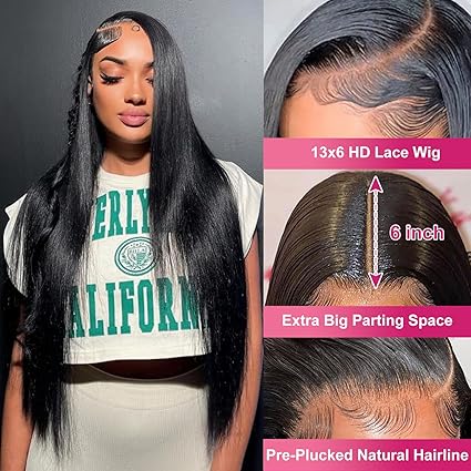 30 Inch 13x6 Lace Front Wigs Human Hair 200 Density Straight HD Lace Front Wigs Pre Plucked Straight Glueless Human Hair 13x6 HD Frontal Human Hair Wig for Women