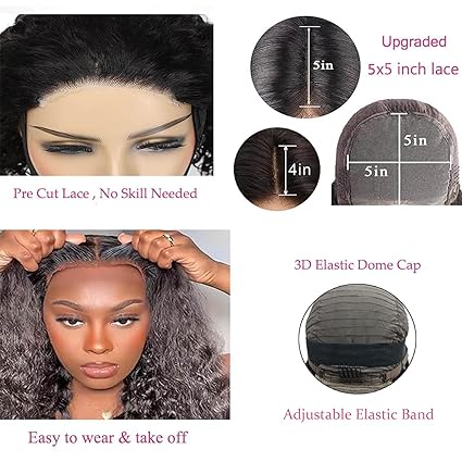 5x5 Hd Lace Closure 22inch Glueless Deep Wave Curly Wigs Human Hair Pre Plucked Pre Cut  Wear and Go Front Wigs Natural Hairline