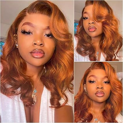 5x6 HD  12inch  Loose Body Bob Wig Reddish Brown Short Body Wave Human Hair Wig Glueless Lace Front Wigs Pre Plucked with Baby Hair Bleached Knots