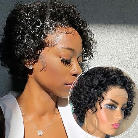 6 Inch Short Curly Pixie Cut Lace Front Wigs