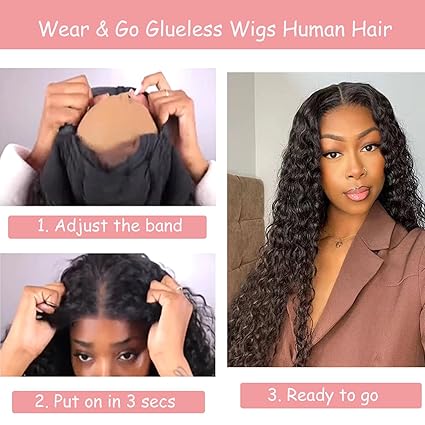5x5 Hd Lace Closure 22inch Glueless Deep Wave Curly Wigs Human Hair Pre Plucked Pre Cut  Wear and Go Front Wigs Natural Hairline