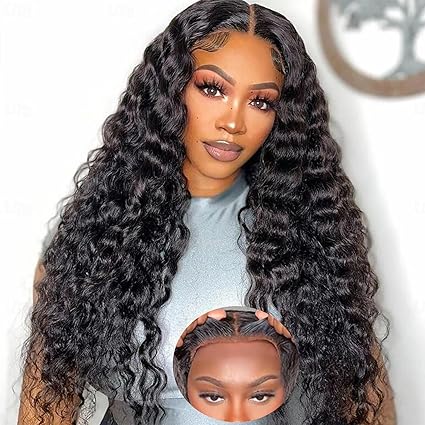 5x5 Hd Lace Closure 22inch Glueless Deep Wave Curly Wigs Human Hair Pre Plucked Pre Cut  Wear and Go Front Wigs Natural Hairline