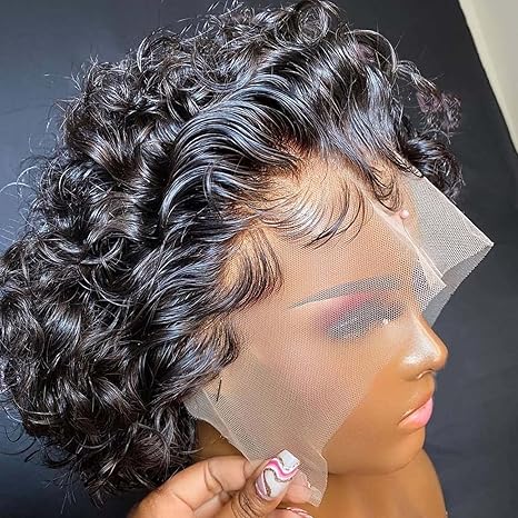 6 Inch Short Curly Pixie Cut Lace Front Wigs