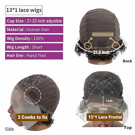 6 Inch Short Curly Pixie Cut Lace Front Wigs