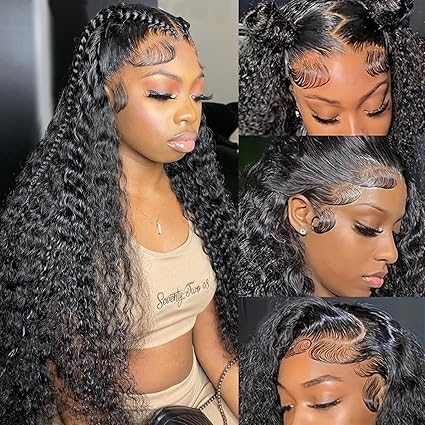 26 Inch Water Wave 13x4 Hd Lace Front Wigs Human Hair  180 Density Pre Plucked Wet And Wavy Frontal Wig Human Hair  Bouncy Soft Deep Curl Glueless Tangle Free Natural Hairline