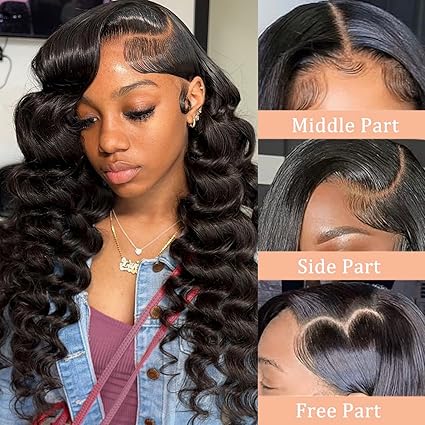 24 Inch Deep Wave&nbsp; 13x4 HD Lace Front Wigs Human Hair 180 Density Frontal Wigs for Women Glueless Wigs Pre Plucked with Baby Hair&nbsp;