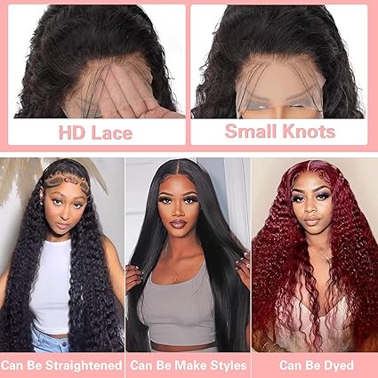 26 Inch Water Wave 13x4 Hd Lace Front Wigs Human Hair  180 Density Pre Plucked Wet And Wavy Frontal Wig Human Hair  Bouncy Soft Deep Curl Glueless Tangle Free Natural Hairline