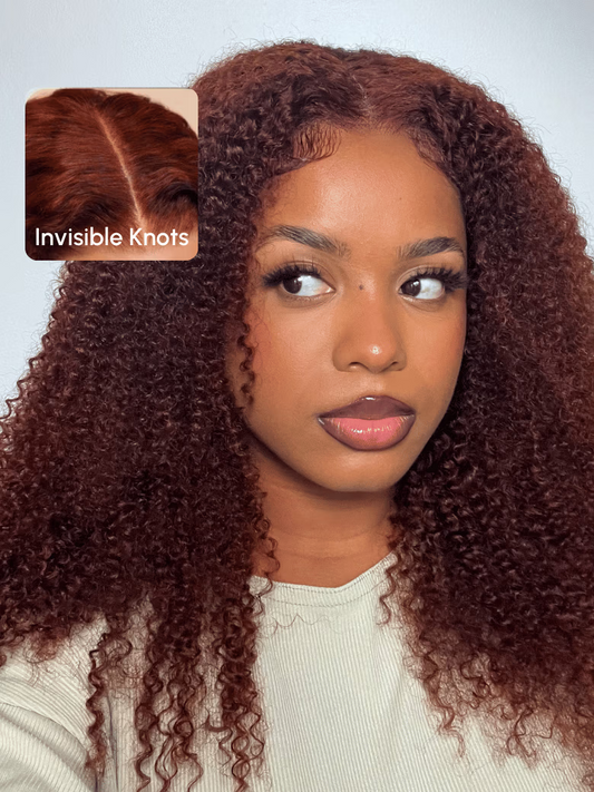 7x5 Bye-Bye Knots Wig Glueless Lace Sunset  Curly for Reddish Brown Wig
