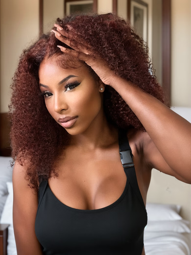 7x5 Bye-Bye Knots Wig Glueless Lace Sunset  Curly for Reddish Brown Wig